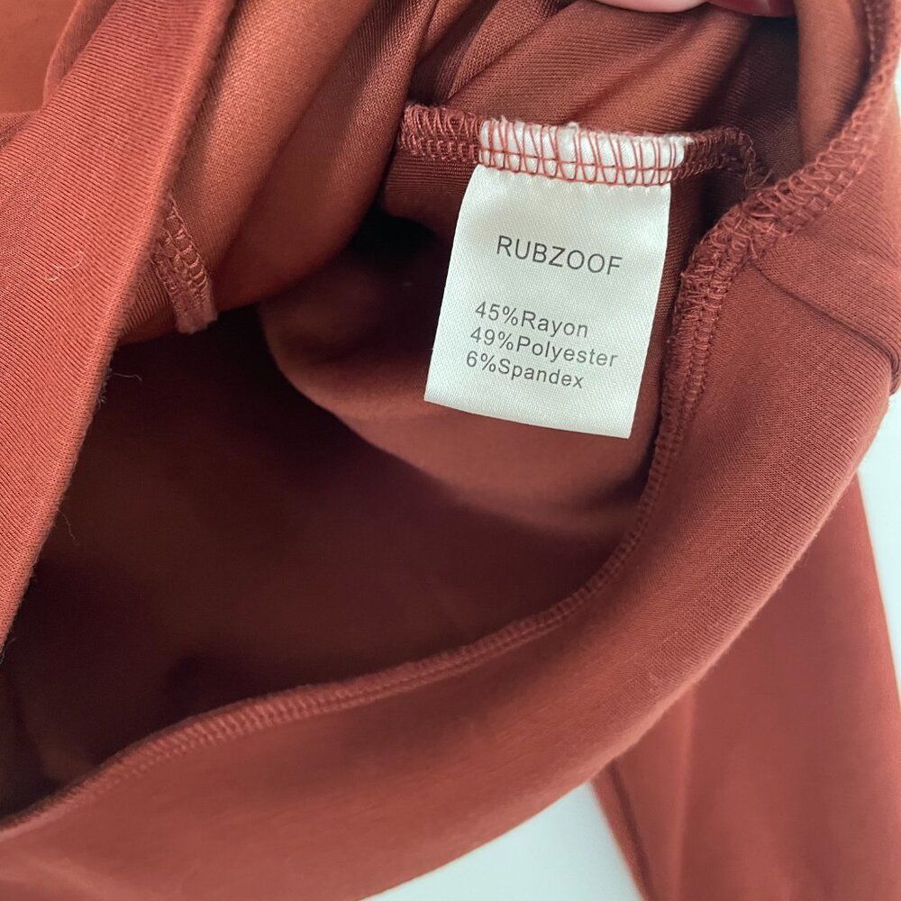 Rubzoof Quarter Zip Sweater Women M Rust Long Sleeve Henley Knit Casual Pullover - Picture 4 of 6